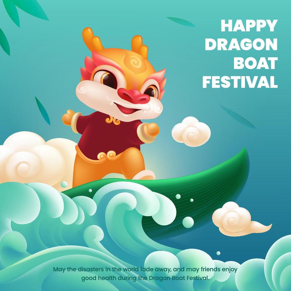 Dragon Boat Festival greetings design template vector