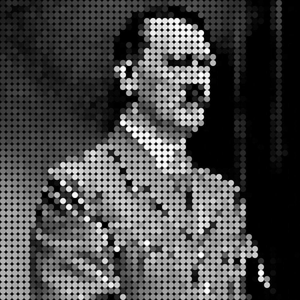 Adolf Hitler portrait of mosaic art illustration. Solid color of dot halftone pattern. Mosaic art. Historical people. Eps 10. vector