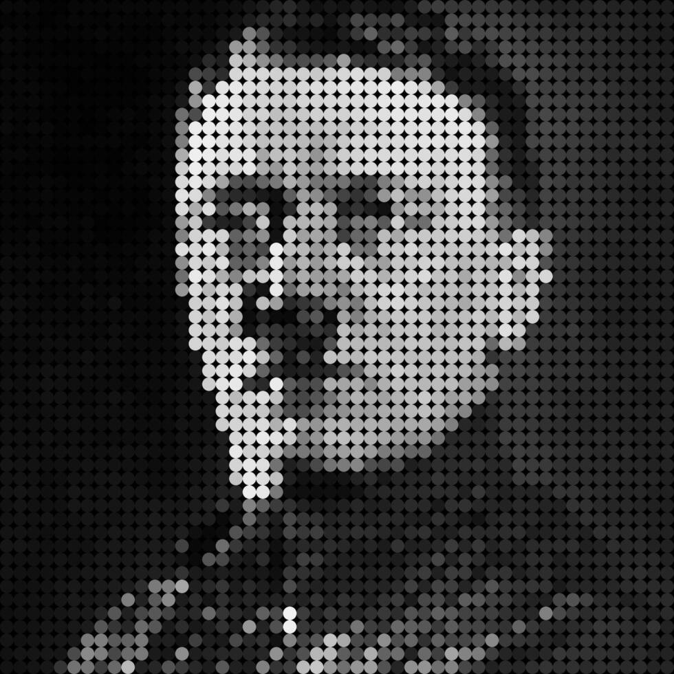 Adolf Hitler portrait of mosaic art illustration. Solid color of dot halftone pattern. Mosaic art. Historical people. Eps 10. vector