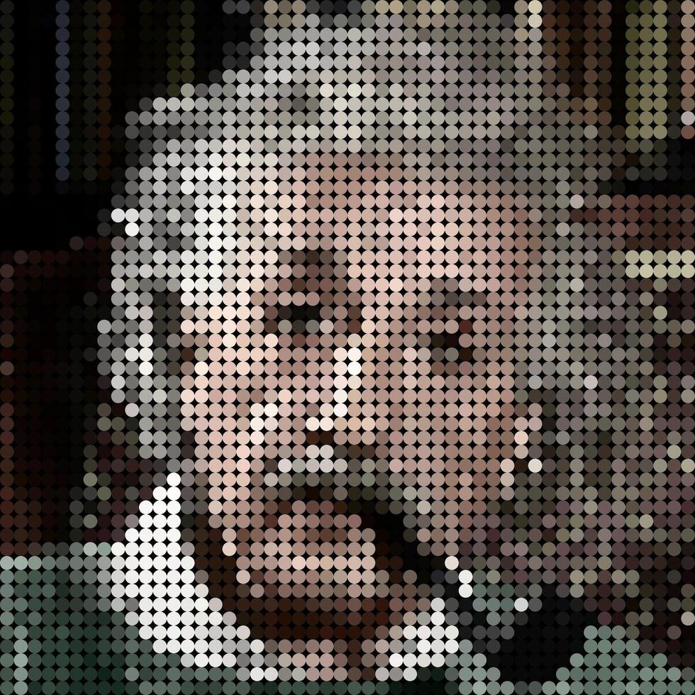 Albert Einstein portrait of mosaic art illustration. Solid color of dot halftone pattern. Mosaic art. Historical people. Eps 10. vector