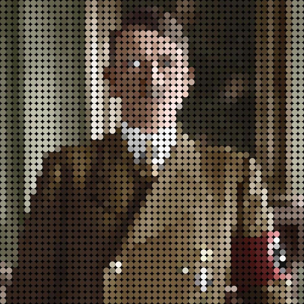 Adolf Hitler portrait of mosaic art illustration. Solid color of dot halftone pattern. Mosaic art. Historical people. Eps 10. vector