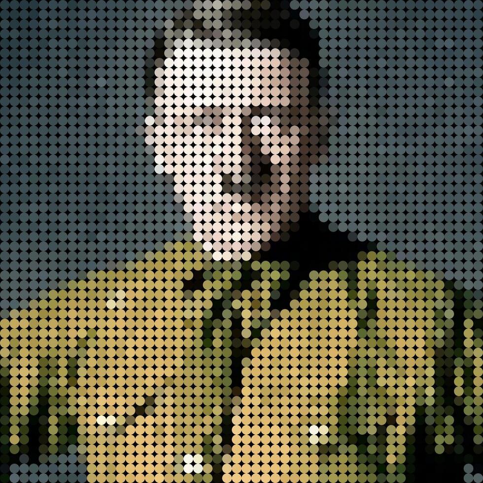 Adolf Hitler portrait of mosaic art illustration. Solid color of dot halftone pattern. Mosaic art. Historical people. Eps 10. vector