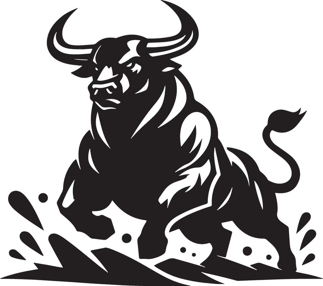 Angry Bull Silhouette Illustration Design vector