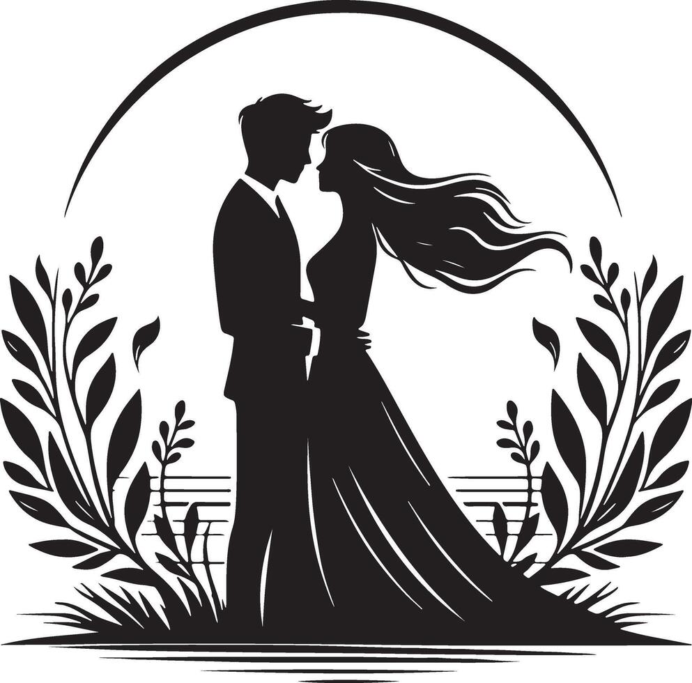 Romantic Couple Silhouette Illustration vector