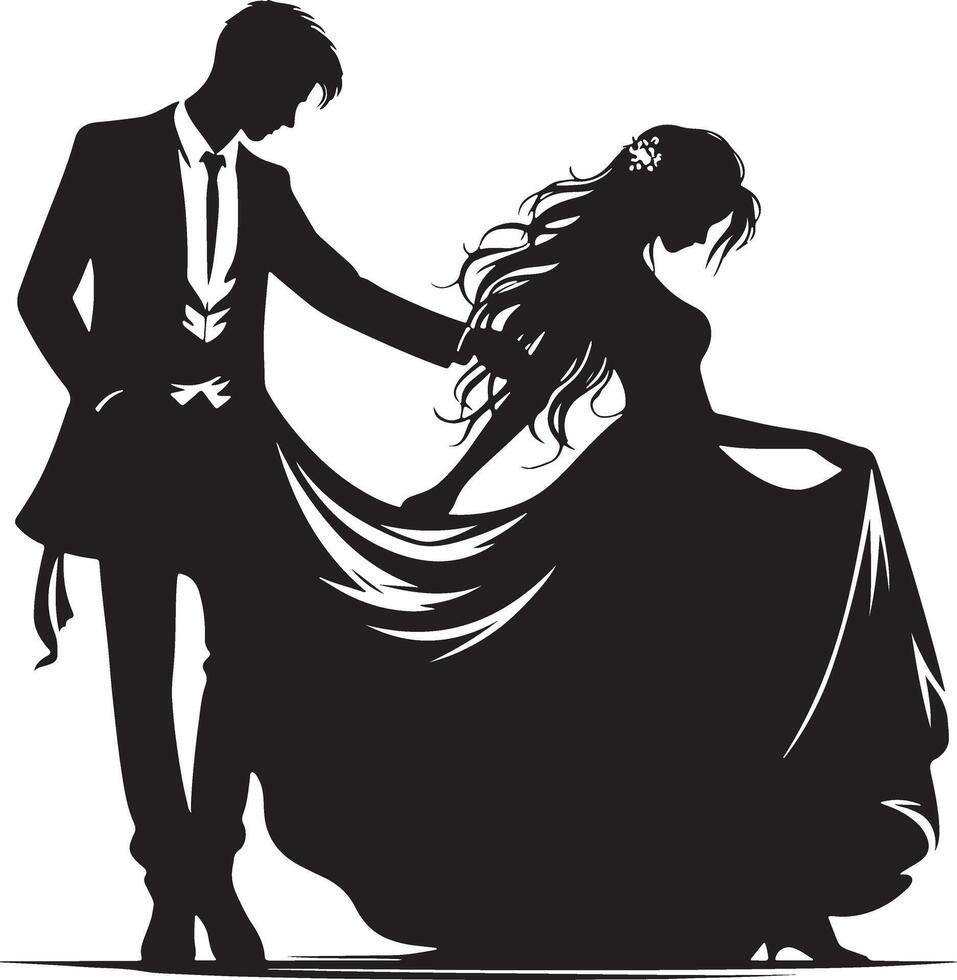 Romantic Couple Silhouette Illustration vector