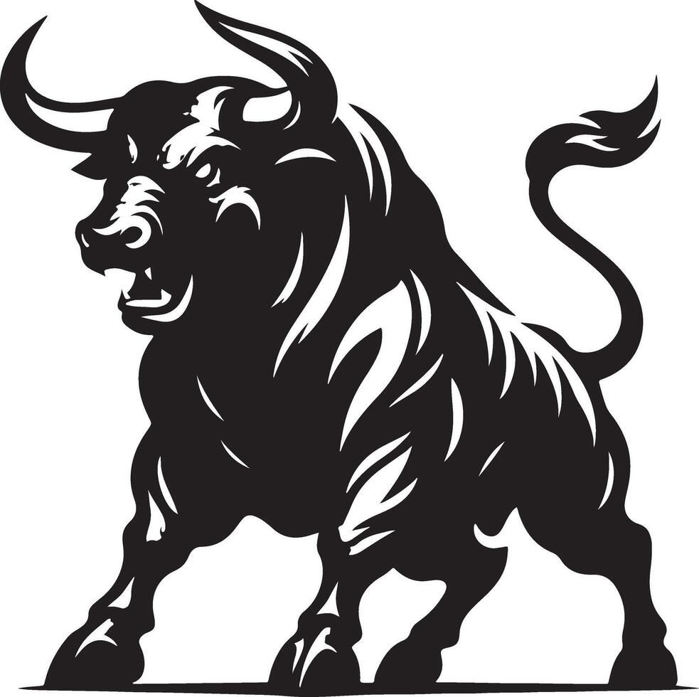 Angry Bull Silhouette Illustration Design vector
