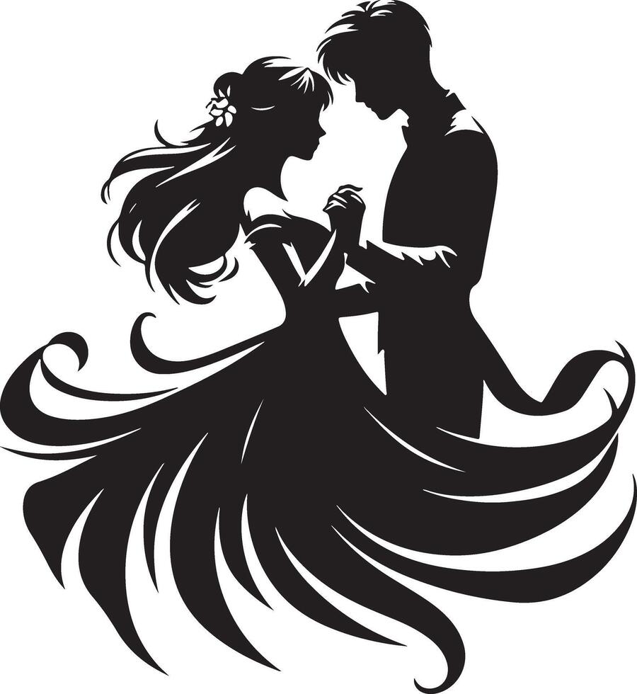 Romantic Couple Silhouette Illustration vector