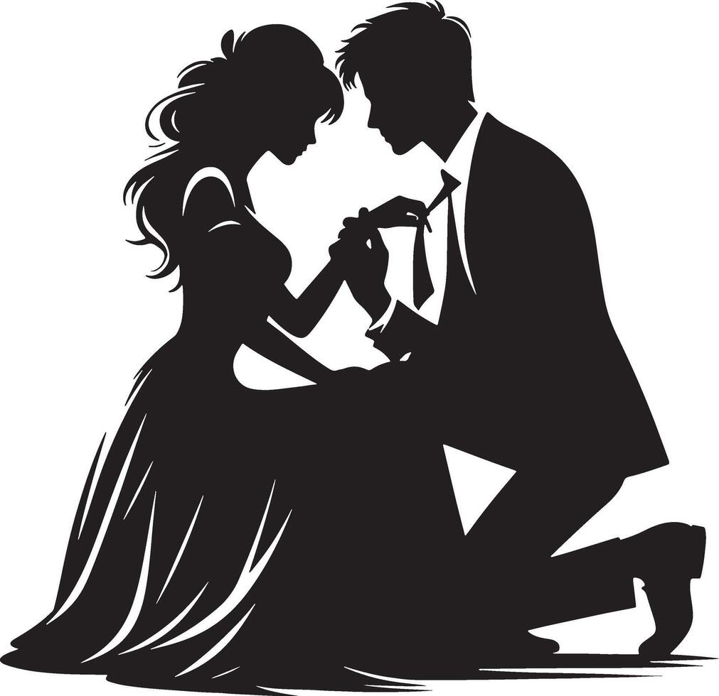 Romantic Couple Silhouette Illustration vector