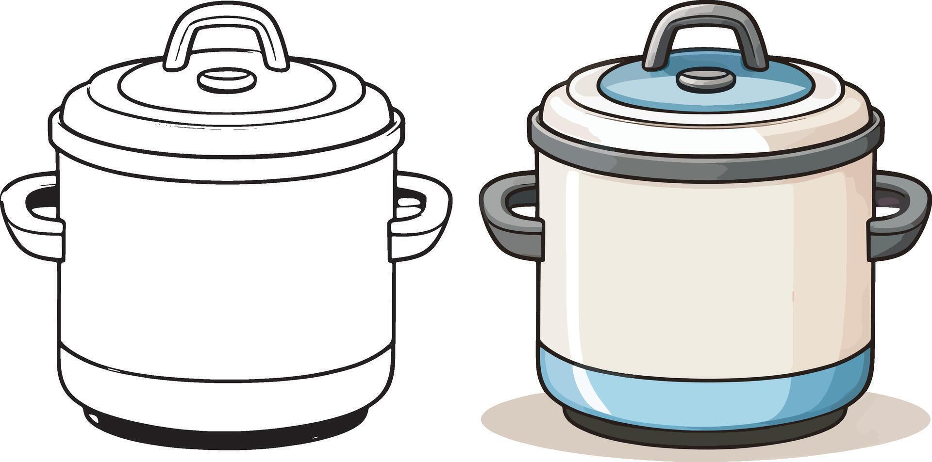 A white and blue pot with a handle vector