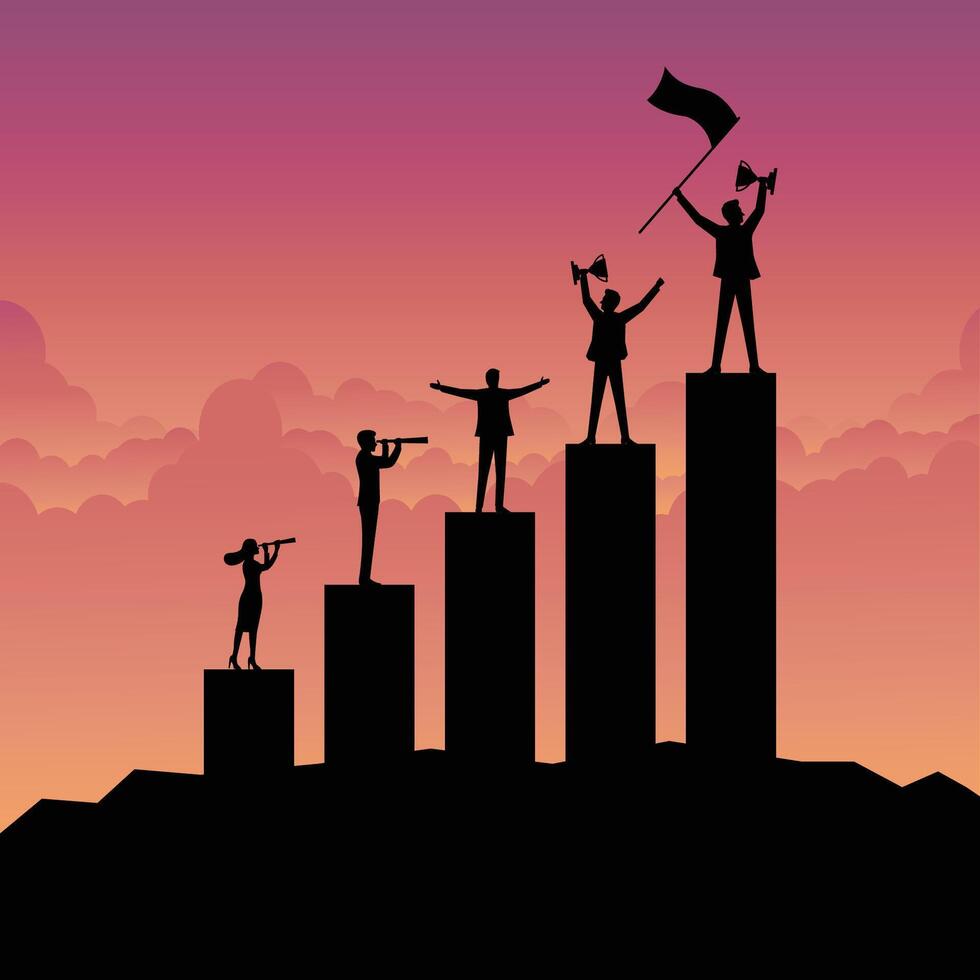 Silhouette team strategy for business success concept vector