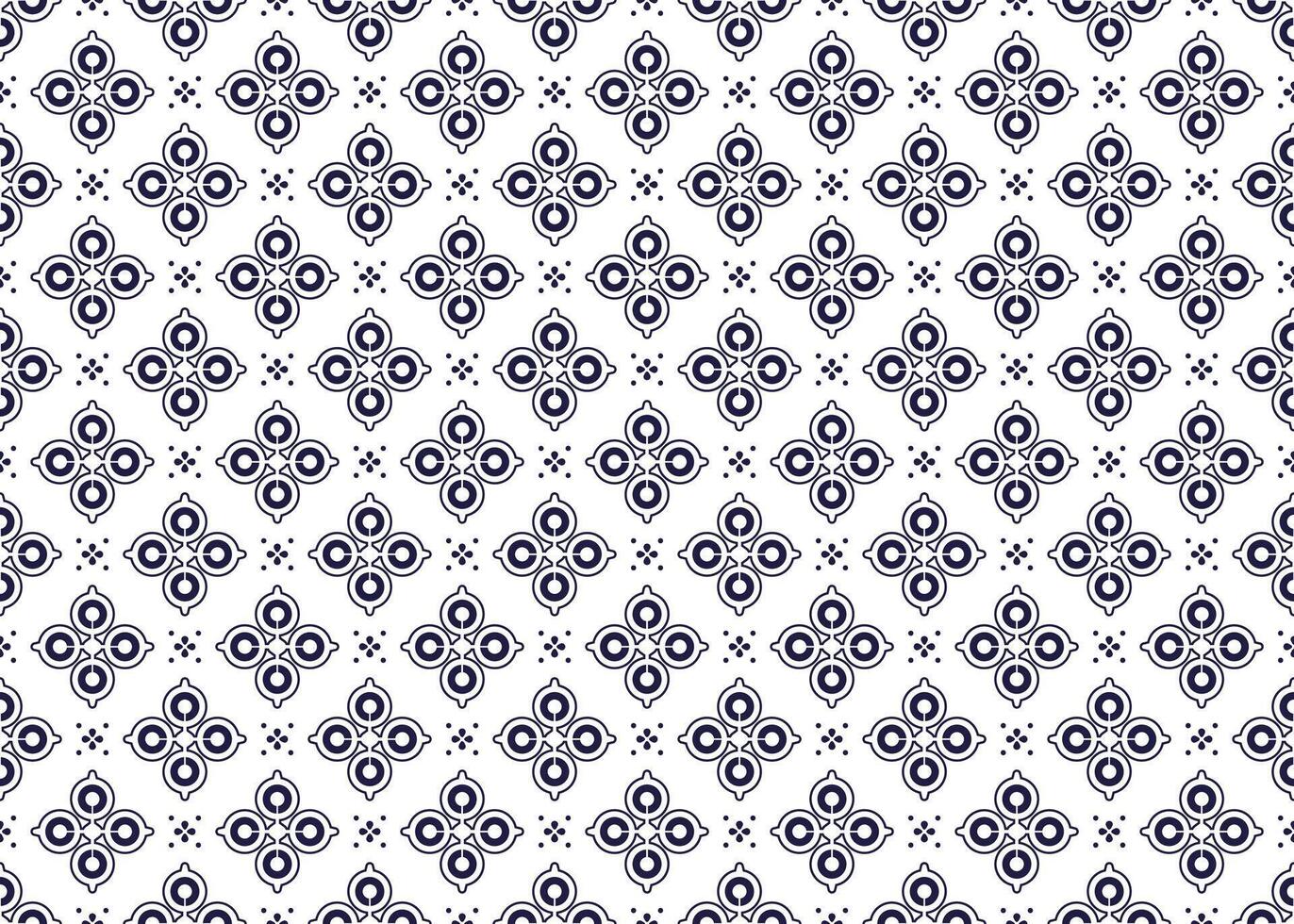 Symbol dark blue flowers on white background, ethnic fabric seamless pattern design for cloth, carpet, batik, wallpaper, wrapping etc. vector