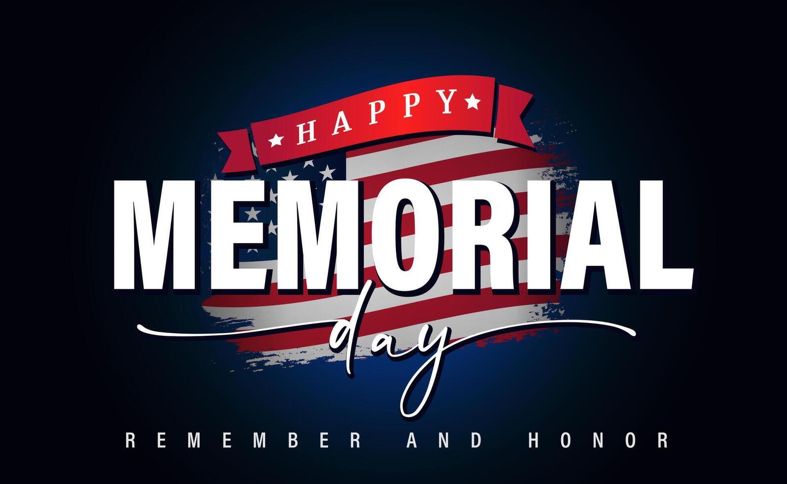 Happy Memorial Day, Remember and Honor billboard design with grunge graphic style US flag vector