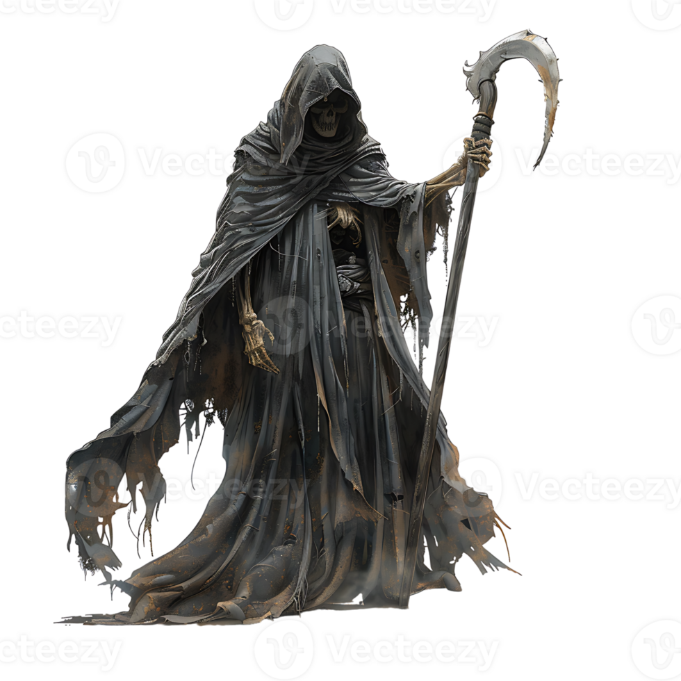 Grim reaper scythe on isolated transparent background png