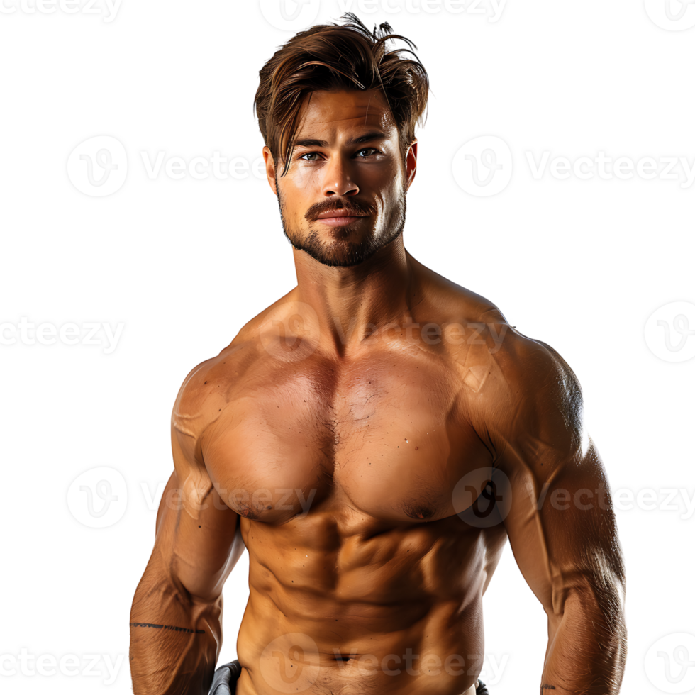 Handsome muscular guy on isolated transparent background png