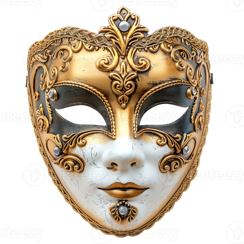 dorado ópera máscara en aislado transparente antecedentes png