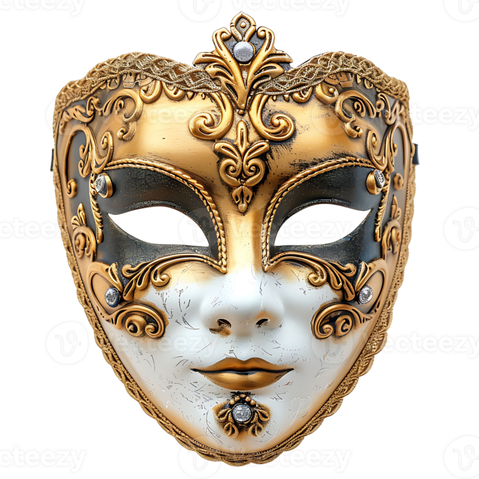 Golden opera mask on isolated transparent background png