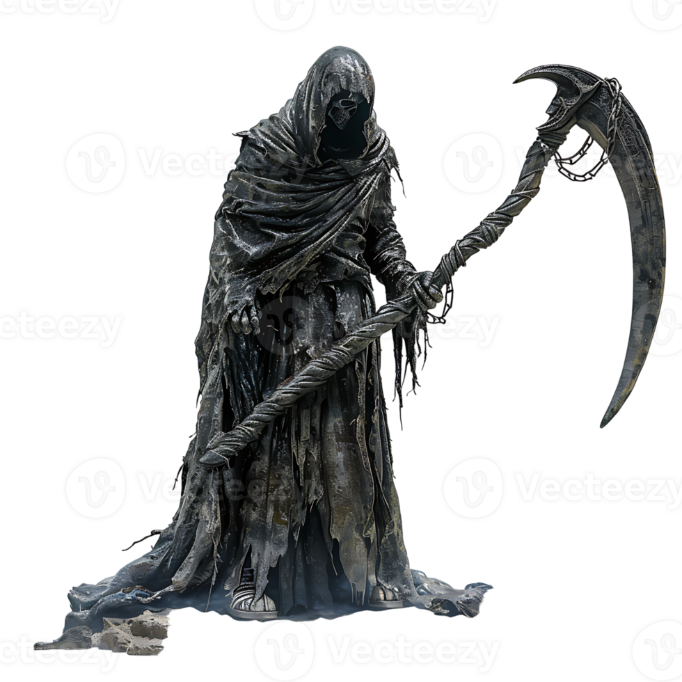 Grim reaper scythe on isolated transparent background png