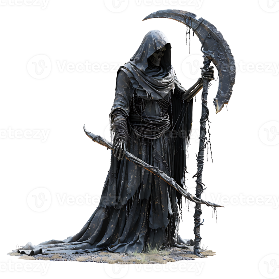 Grim reaper scythe on isolated transparent background png