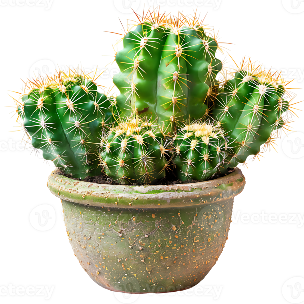 Cactus on pot on isolated transparent background png
