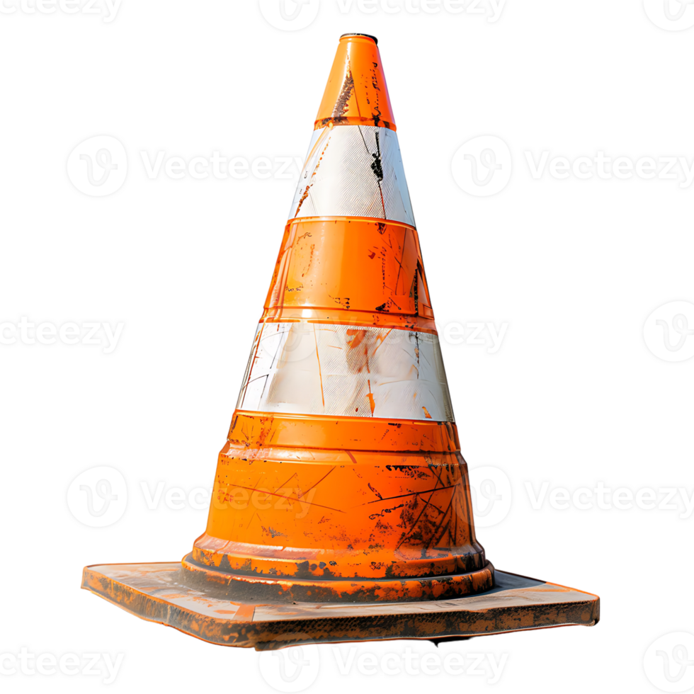 Traffic cone on isolated transparent background png