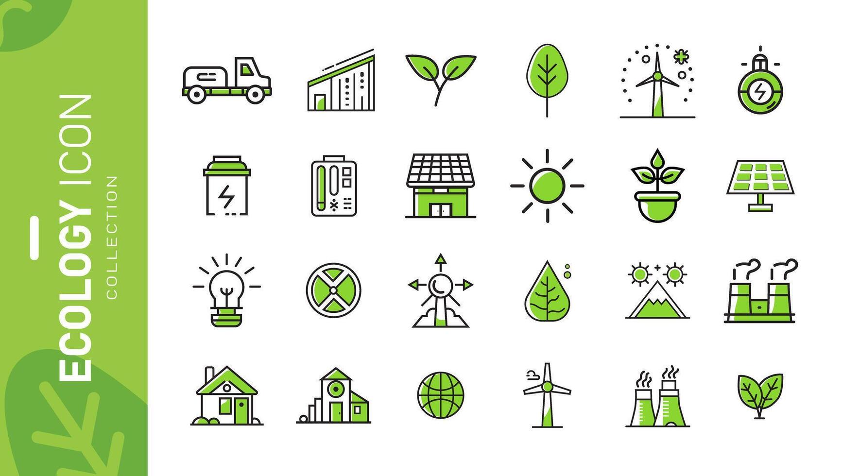 Green Ecology icon set related to ecology and nature vector