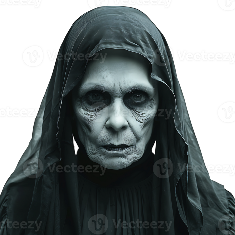 Evil scary nun on isolated transparent background png