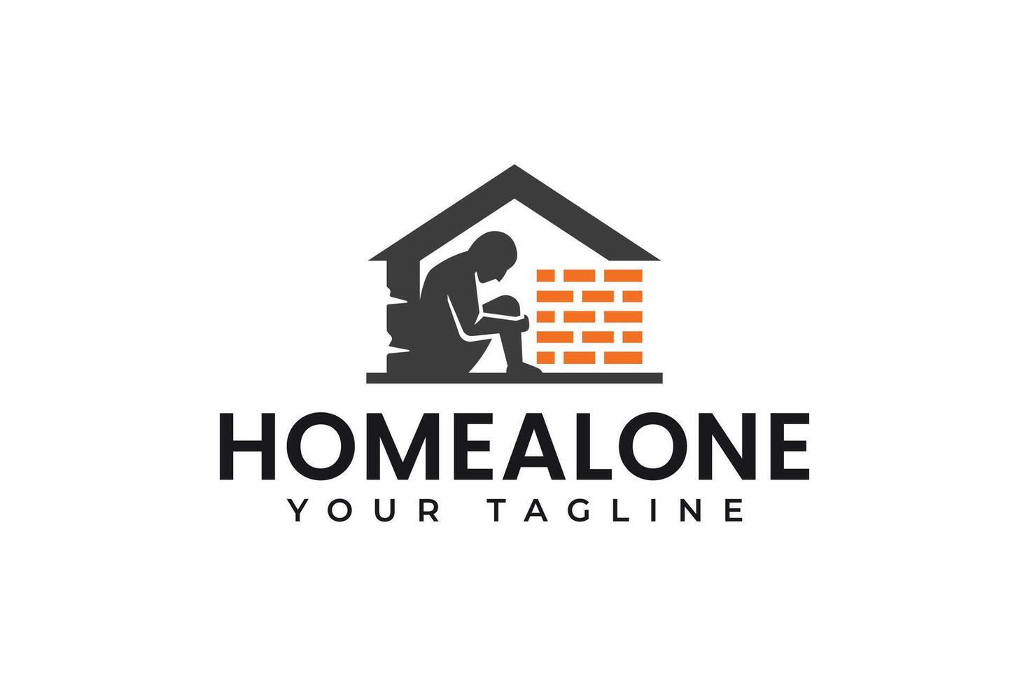 people alone in broken homes logo design for volunteer non profit community vector