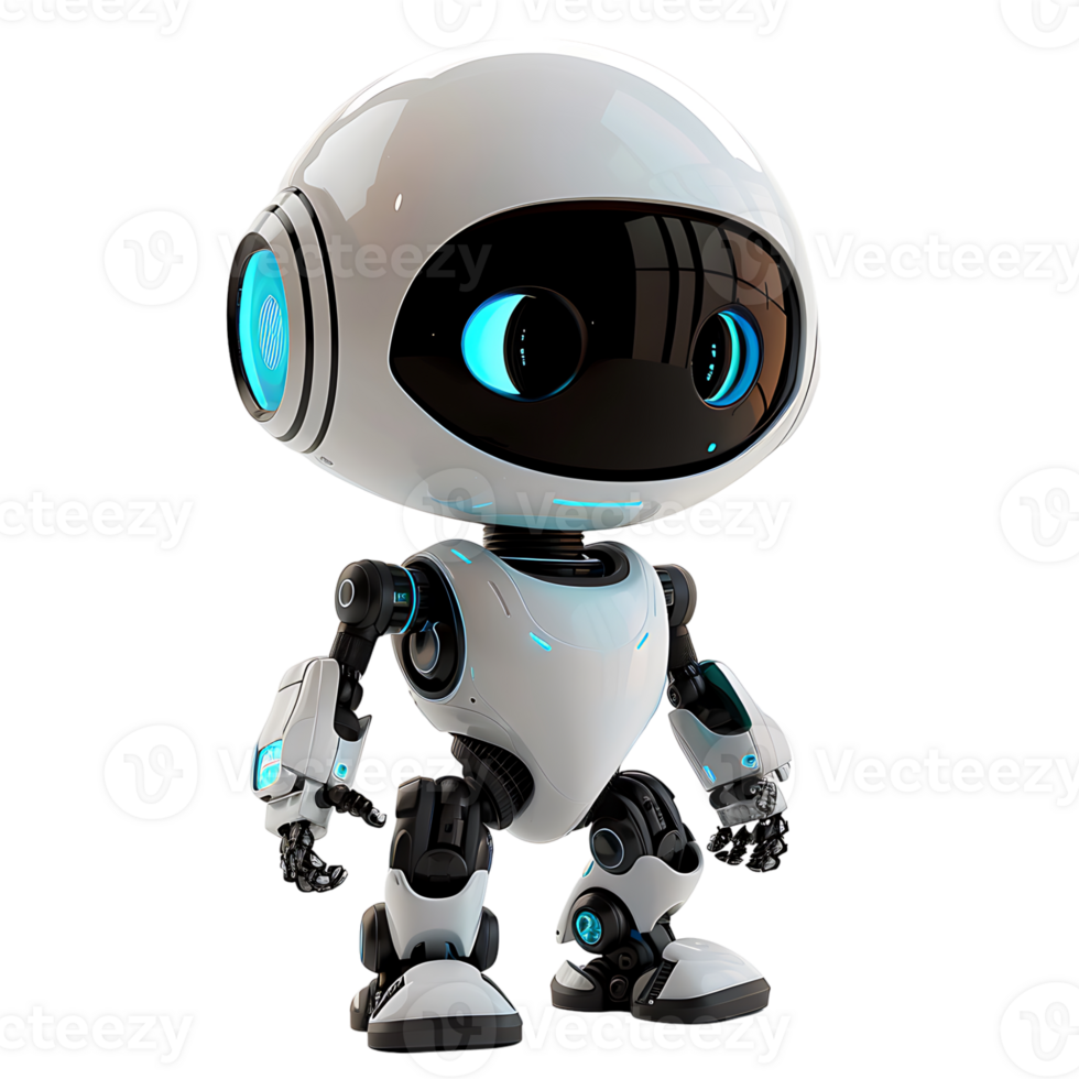 Cute ai robot chatbot on isolated transparent background png