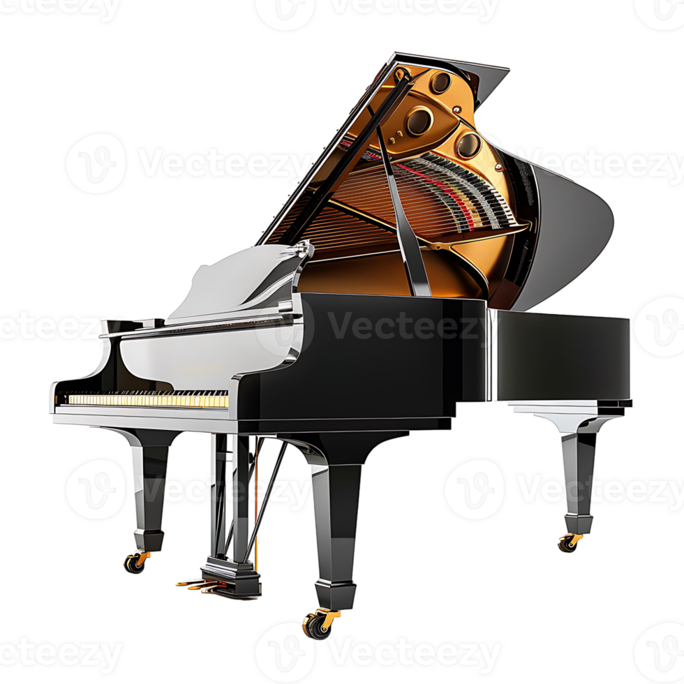 Grand piano on isolated transparent background png