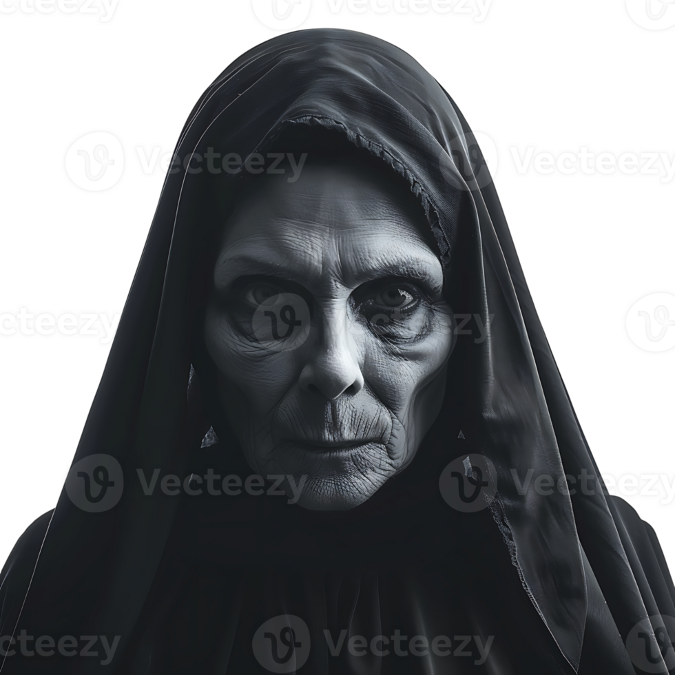 Evil scary nun on isolated transparent background png