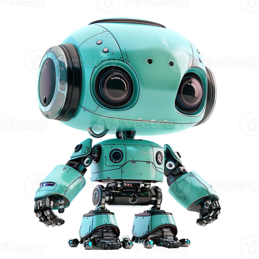 Cute ai robot chatbot on isolated transparent background png