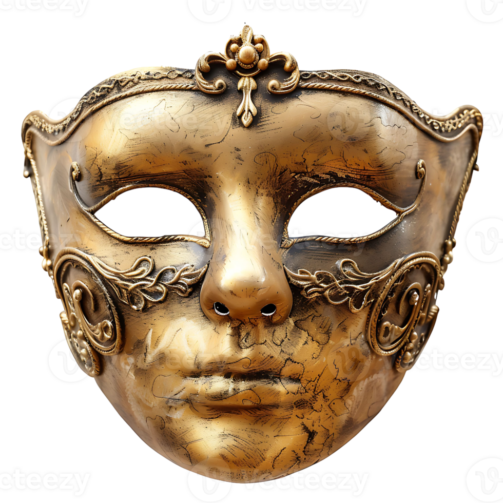 Golden opera mask on isolated transparent background png