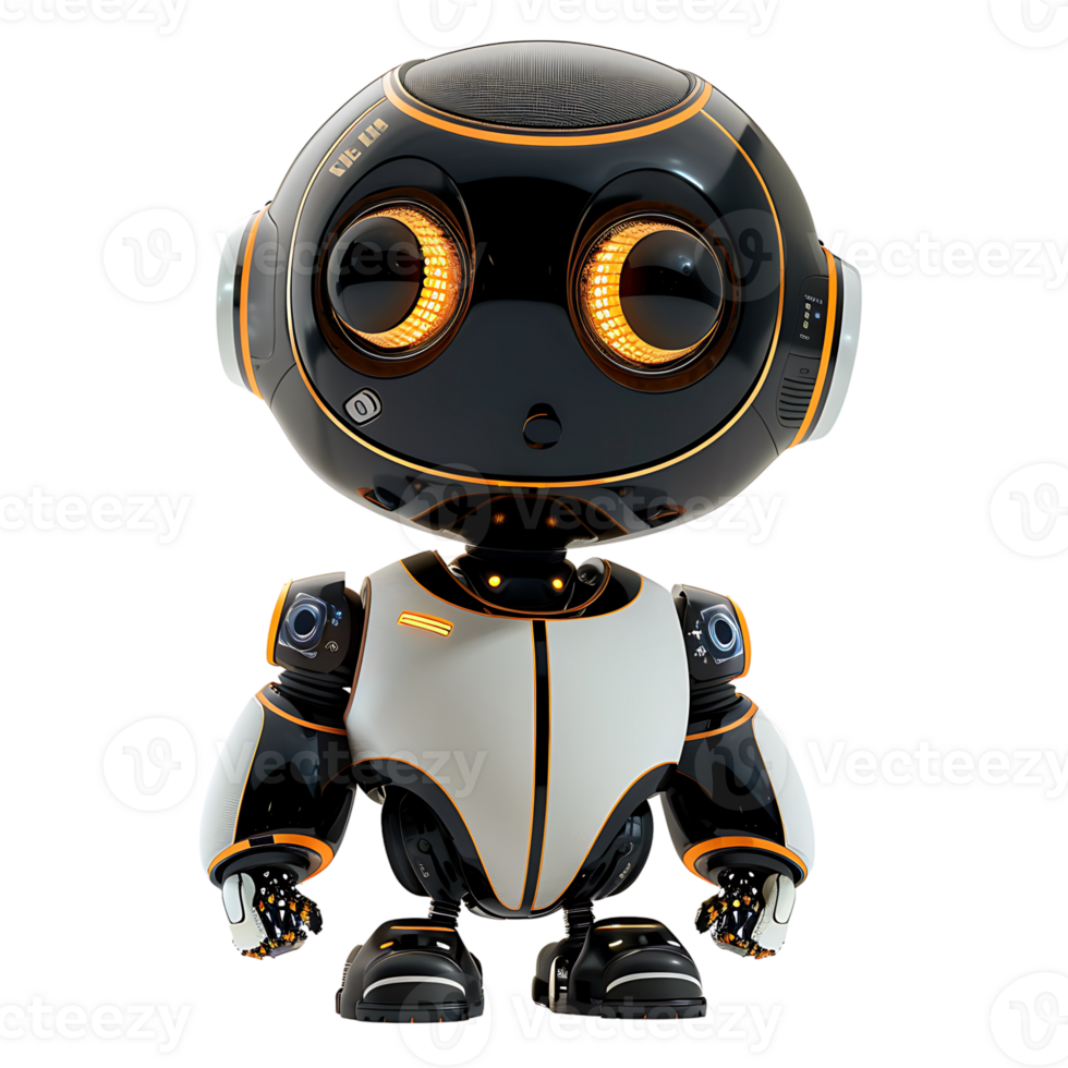 Cute ai robot chatbot on isolated transparent background png