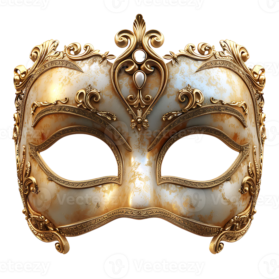 Golden opera mask on isolated transparent background png