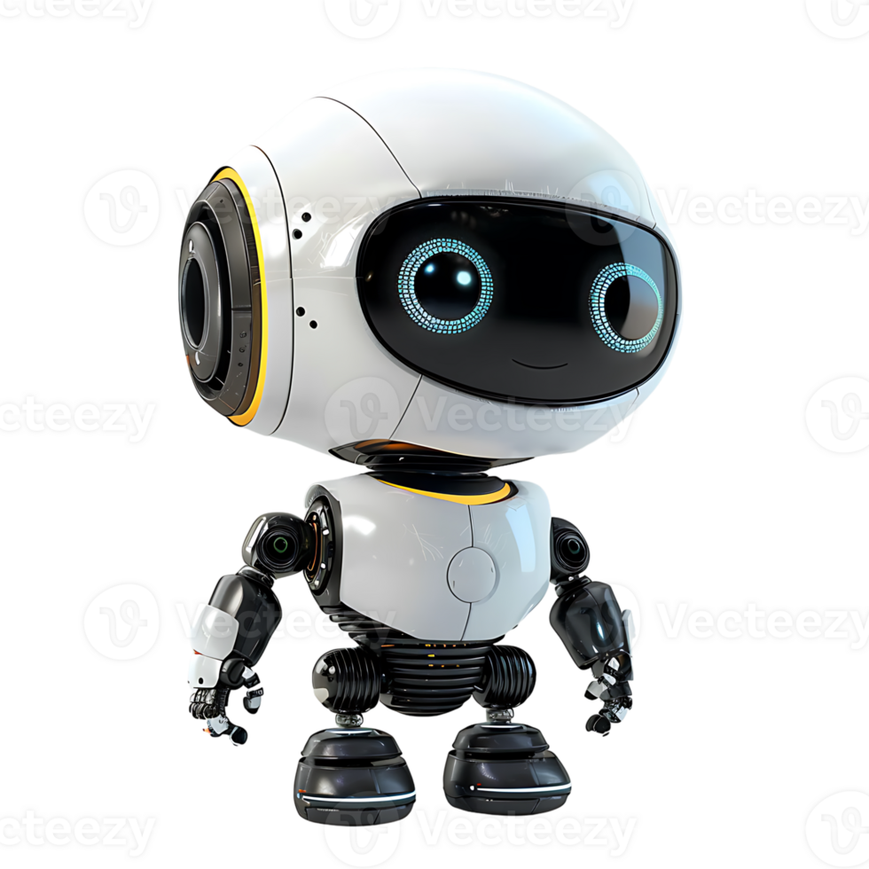 Cute ai robot chatbot on isolated transparent background png