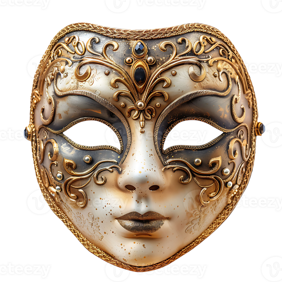Golden opera mask on isolated transparent background png