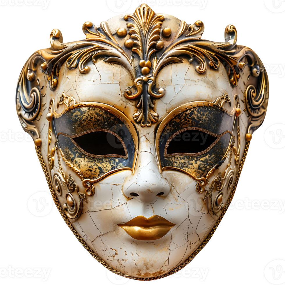 Golden opera mask on isolated transparent background png
