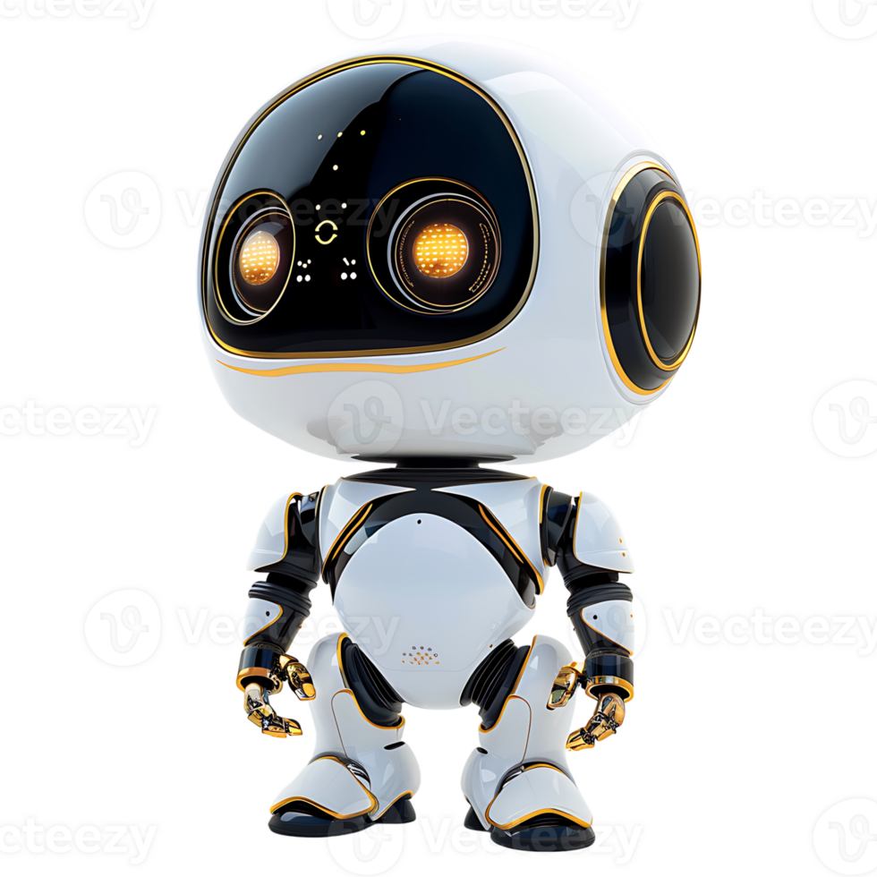 Cute ai robot chatbot on isolated transparent background png