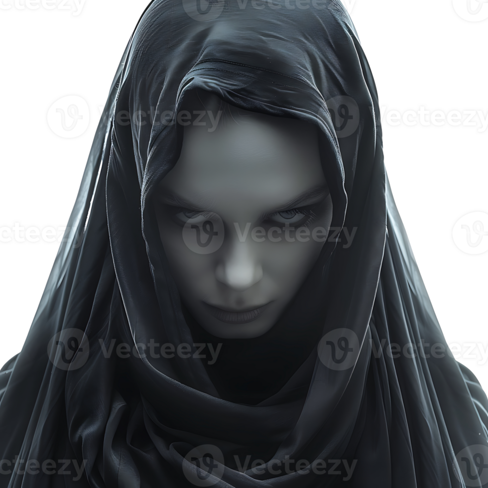 Evil scary nun on isolated transparent background png