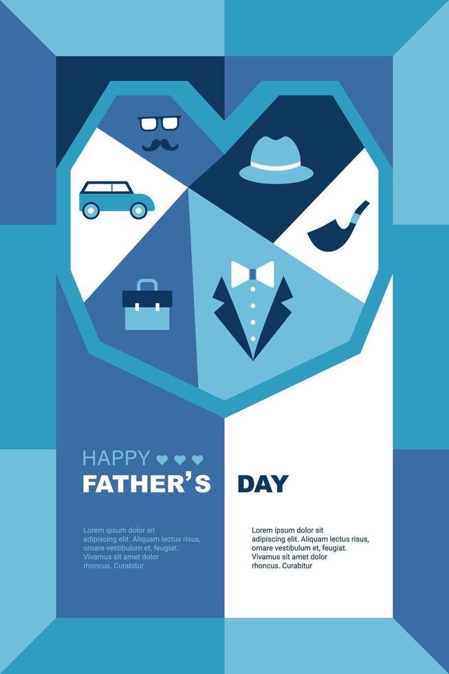 Father's Day poster, greeting card, banner, label, sale promotion template, cover in geometric style. vector