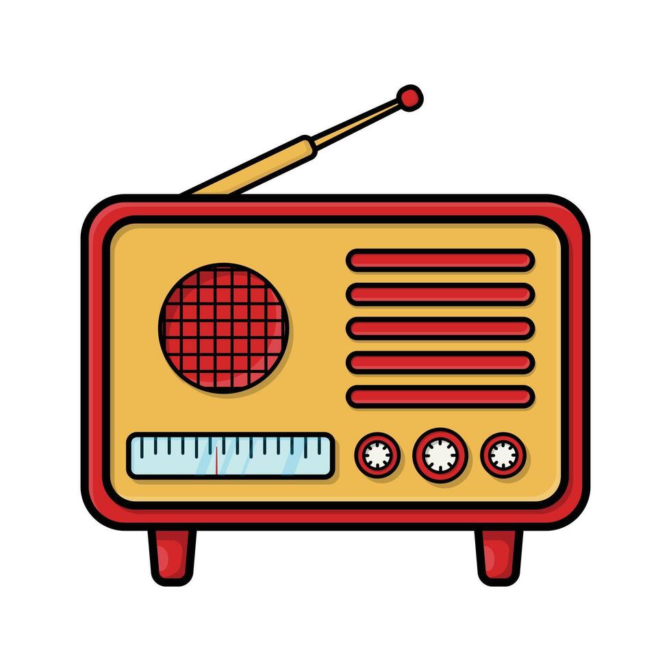 retro radio icon over white background. colorful technology design element and concept illustration. vector