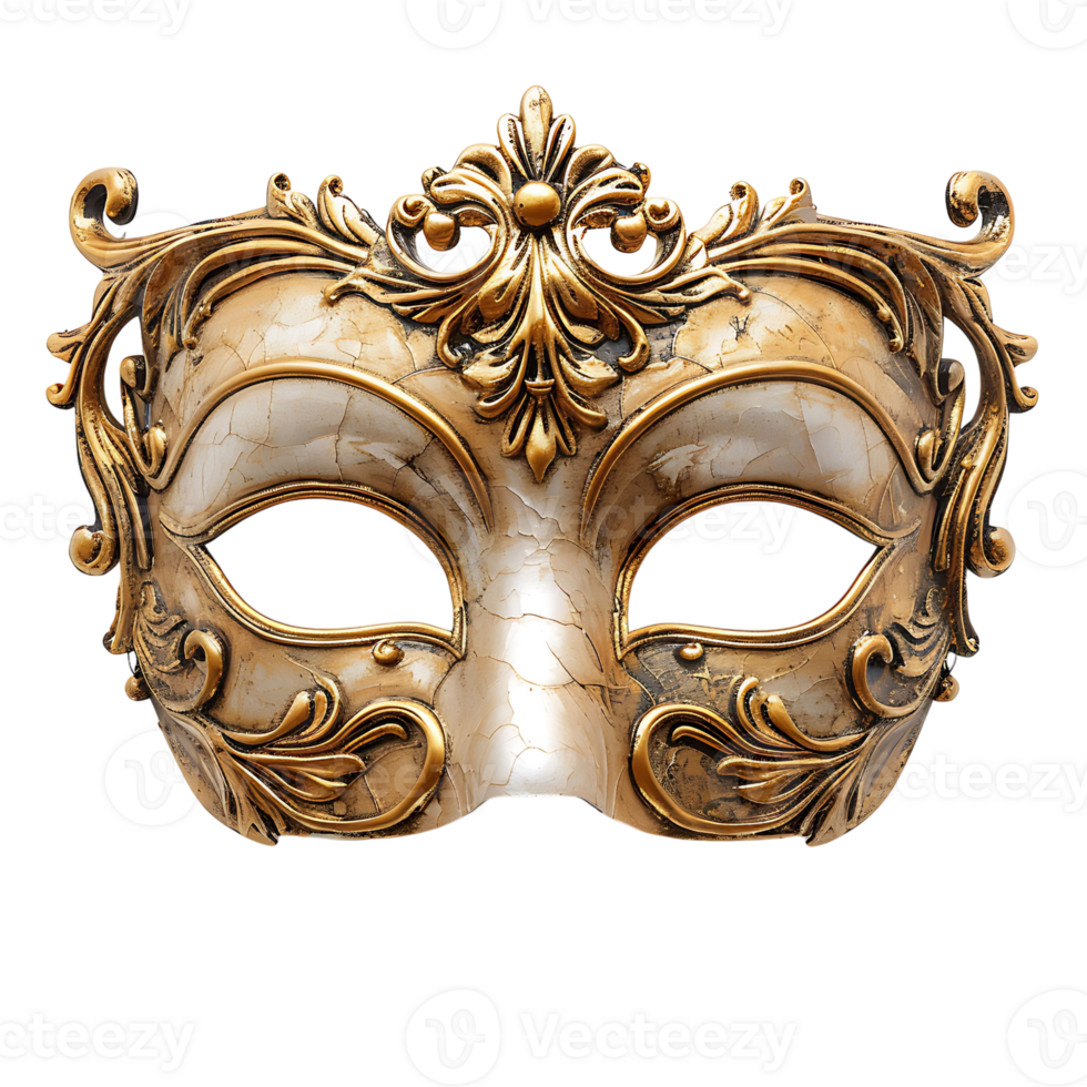 Golden opera mask on isolated transparent background png