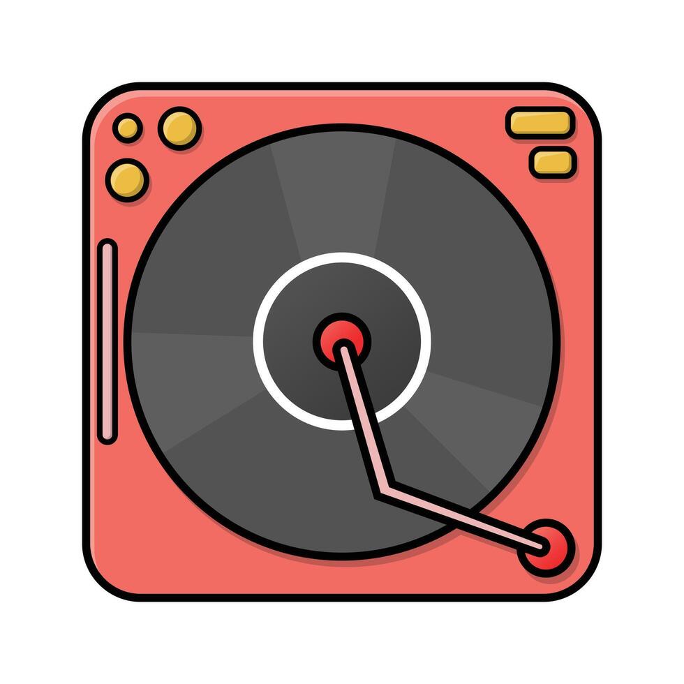 Turntable icon illustration for technology design concept. Retro style vinyl design element vector