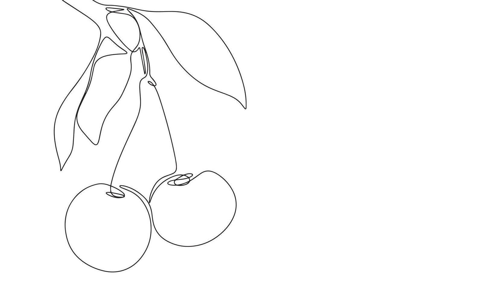 Cherry one line continuous. Line art cherry. Hand drawn art. vector