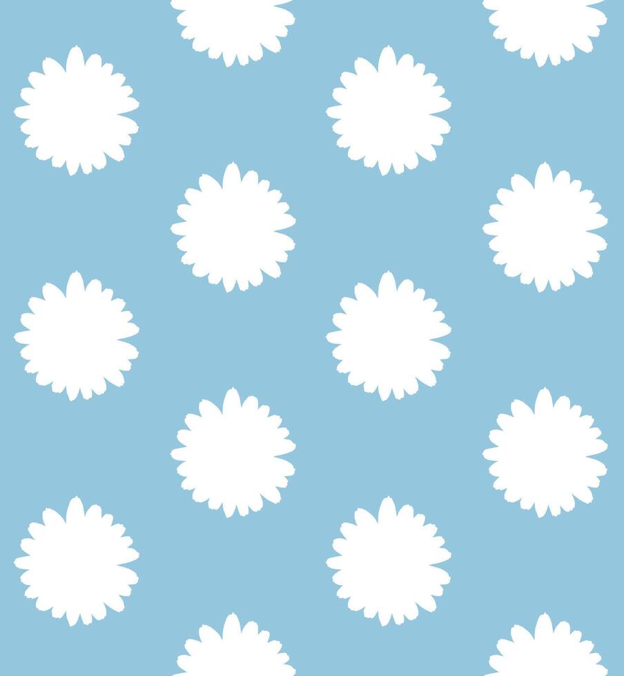 Seamless pattern of white daisy silhouette vector