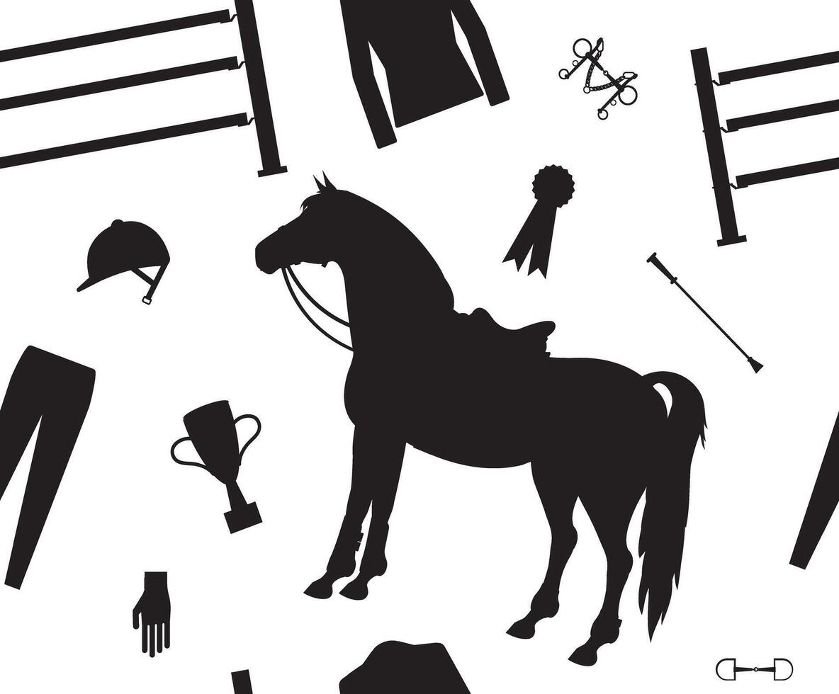 seamless pattern of horse riding equipment vector