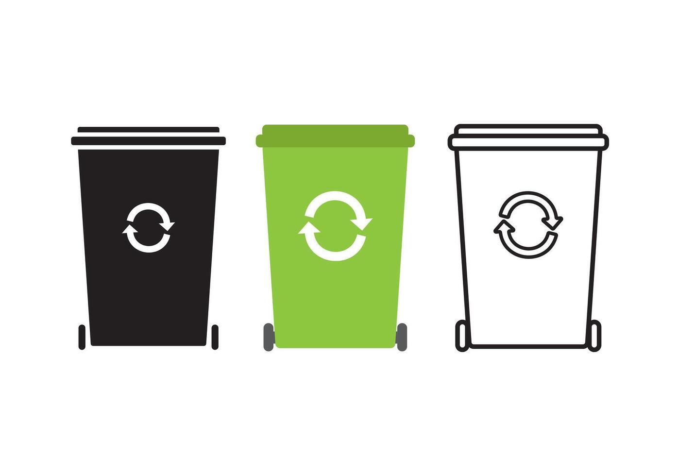 Flat cartoon black Recycle Bin vector