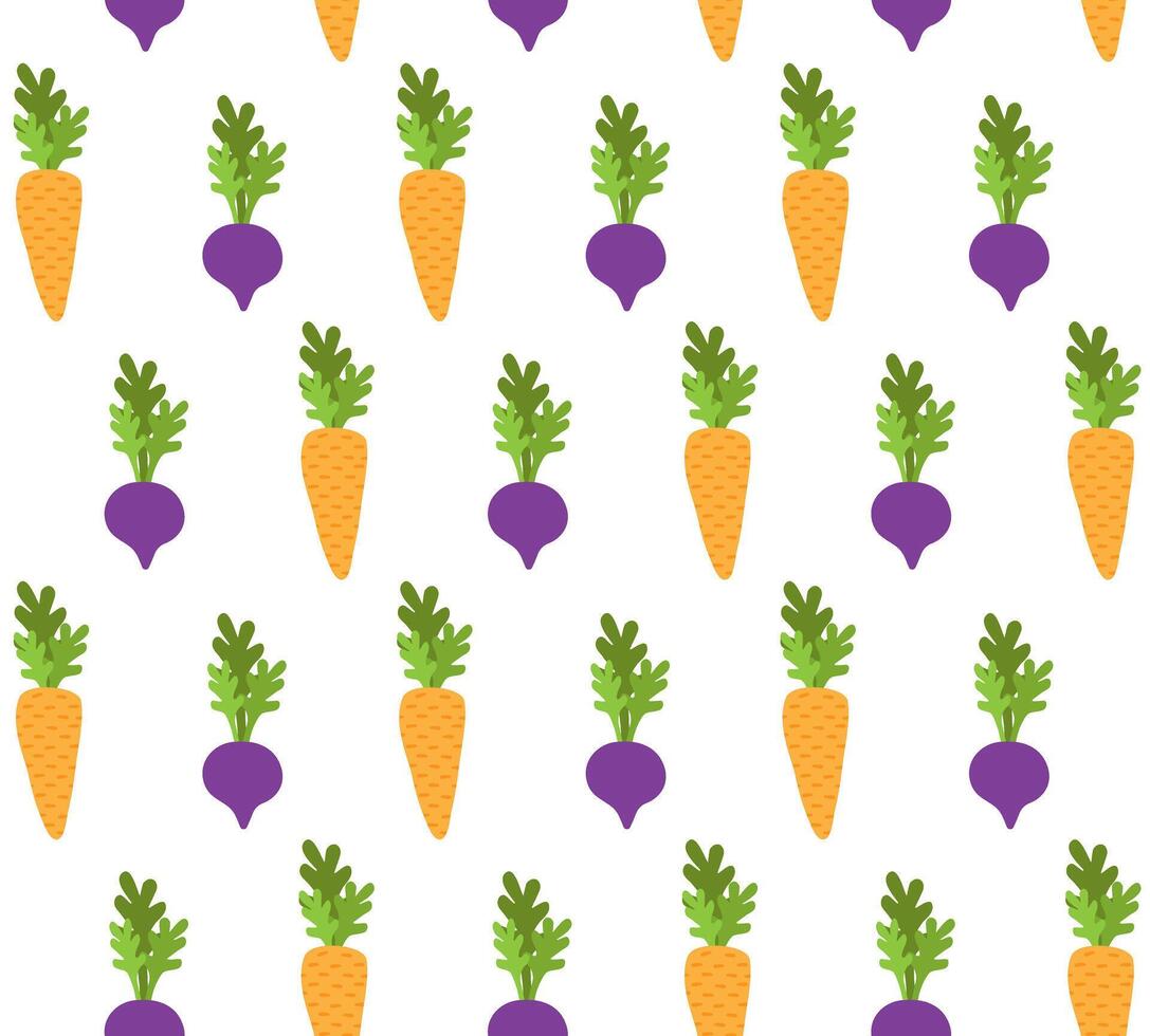 seamless pattern of colored carrot and beet vector