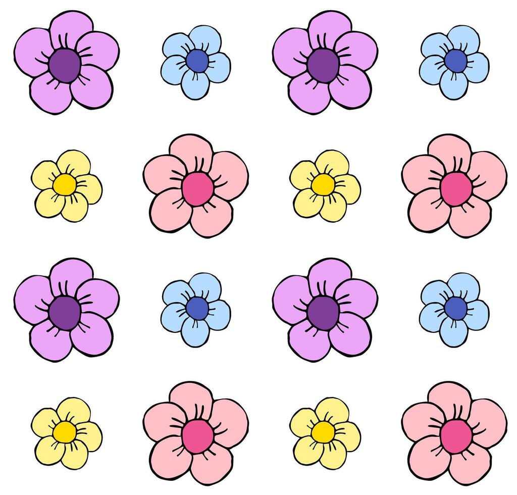 Seamless pattern of hand drawn flower vector