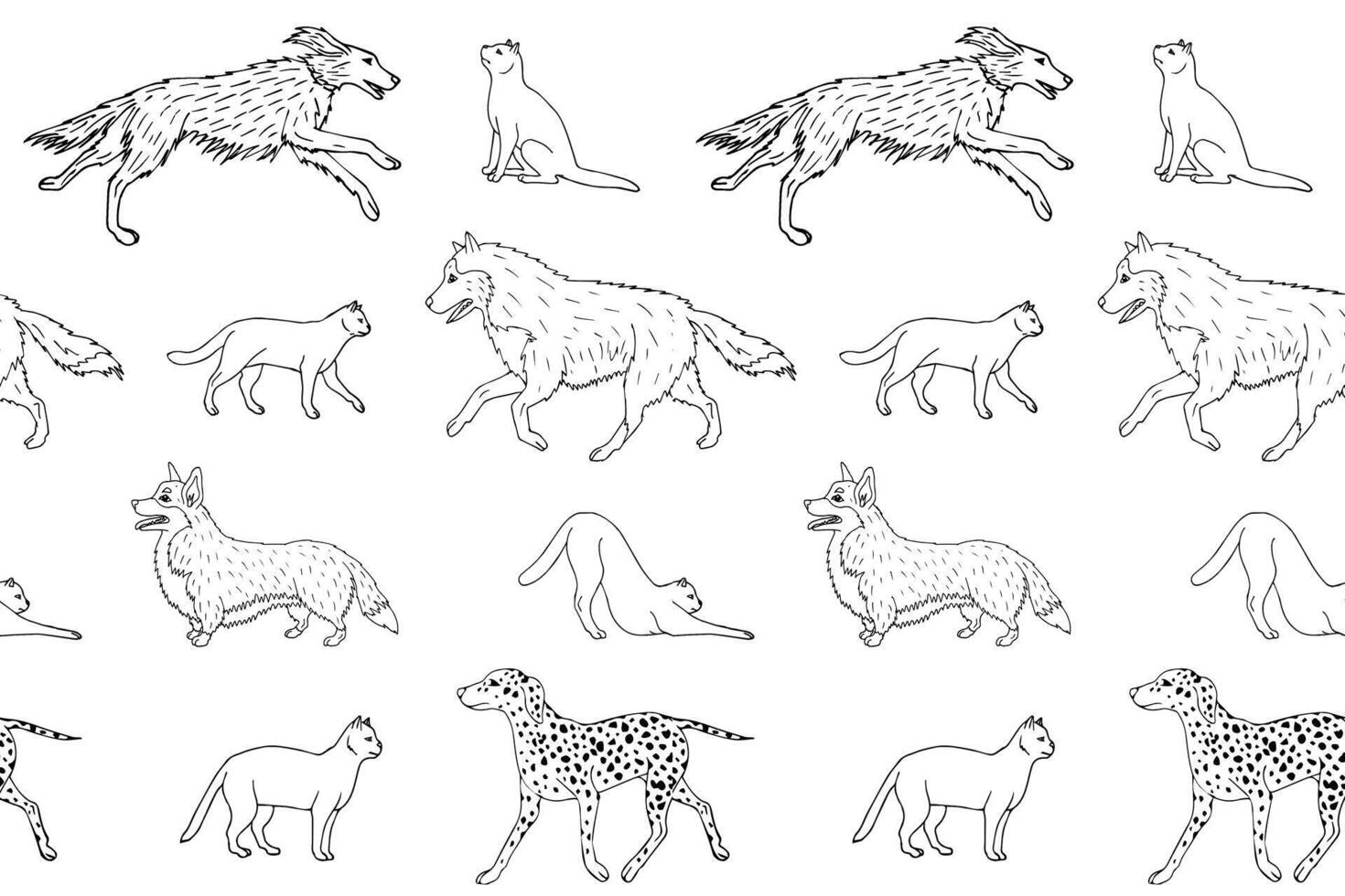 Seamless pattern of dog breed vector